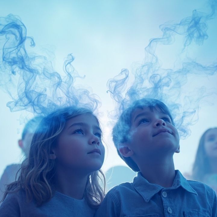 Garçon et fille dans une atmosphère de brume illustrant le trouble de l’attention